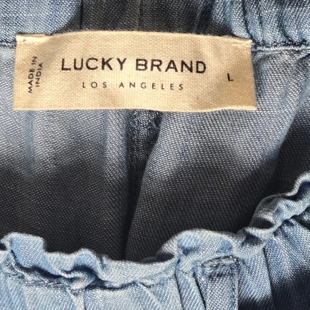 Shorts Womens Lucky Brand Blue Lyocell Paperbag Waist Tie Front Light Wash Large